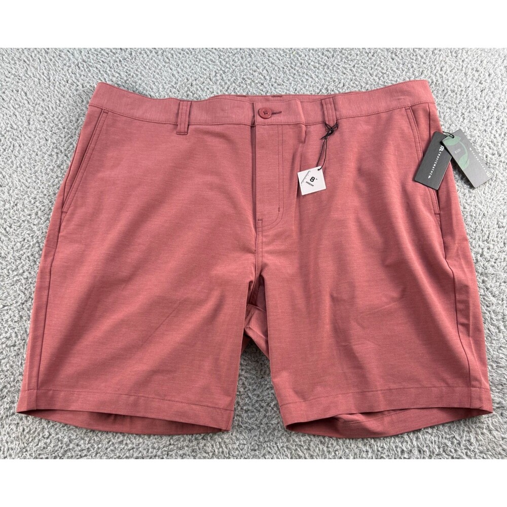 Travis Mathew Tech Chino Shorts Mens 42 Pink 8 In Inseam Stretch Casual NWT